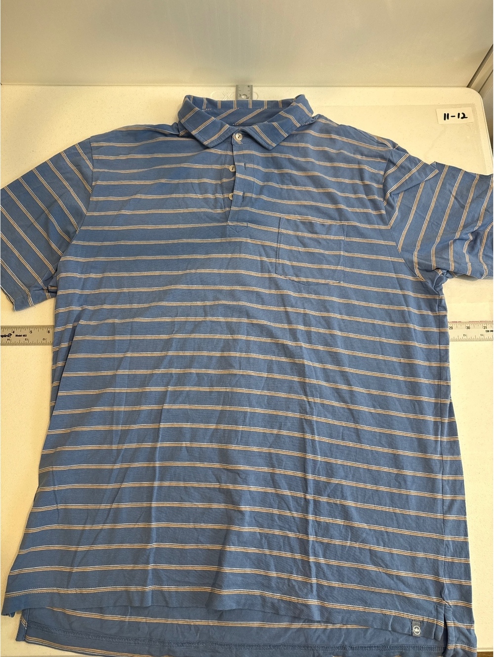 PETER MILLAR POLO WITH POCKET BLUE STRIPE SIZE LARGE